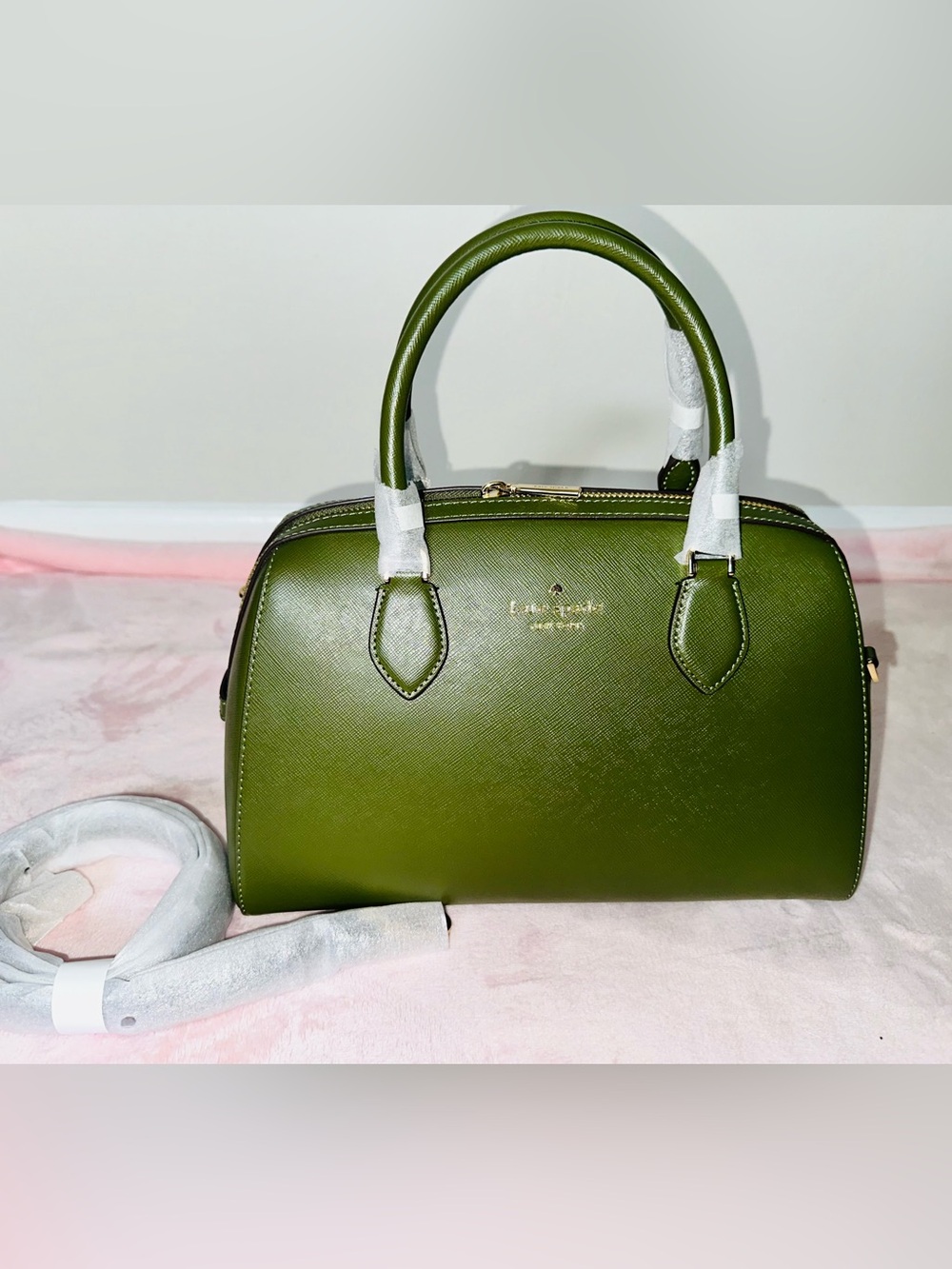 kate spade Olive Green Dome Satchel with Gold-Tone Logo